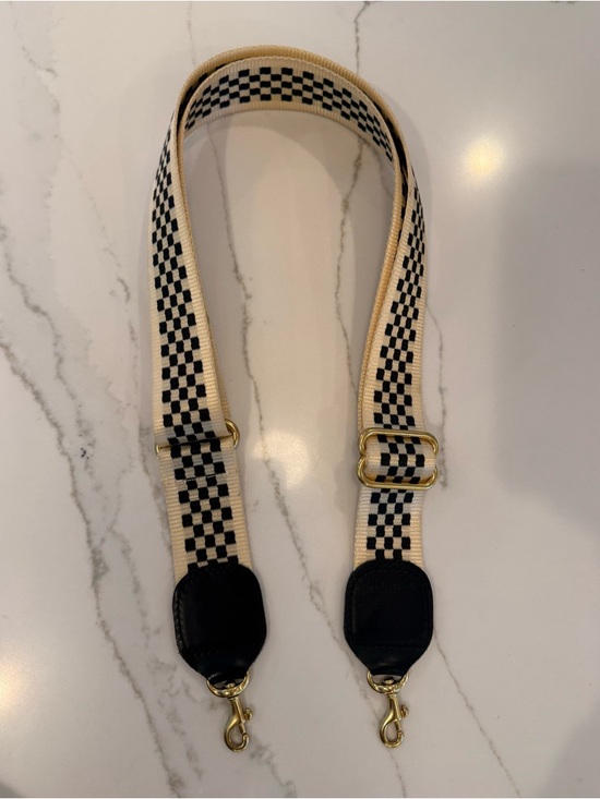 Clare V Accessories - Clare V black and cream adjustable checkered strap